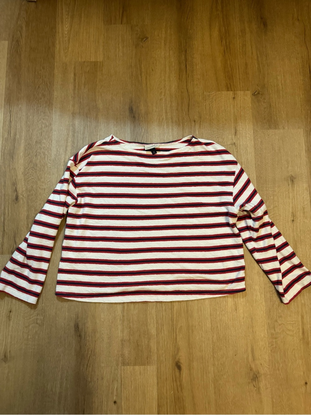 Universal Thread White Top with Red Horizontal Stripes - Long Sleeve